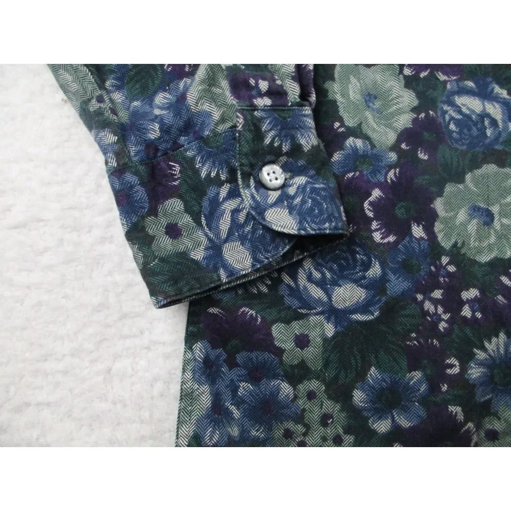 Why This? Shirt Mens Size Medium Floral Colourful Button Up Cotton Long Sleeve M